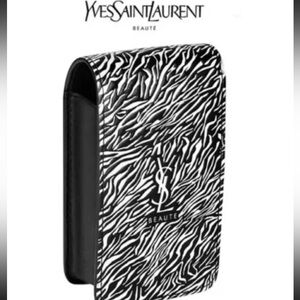 Yves Saint Laurent Beaute Black and White Zebra Print Cosmetic Case with Mirror